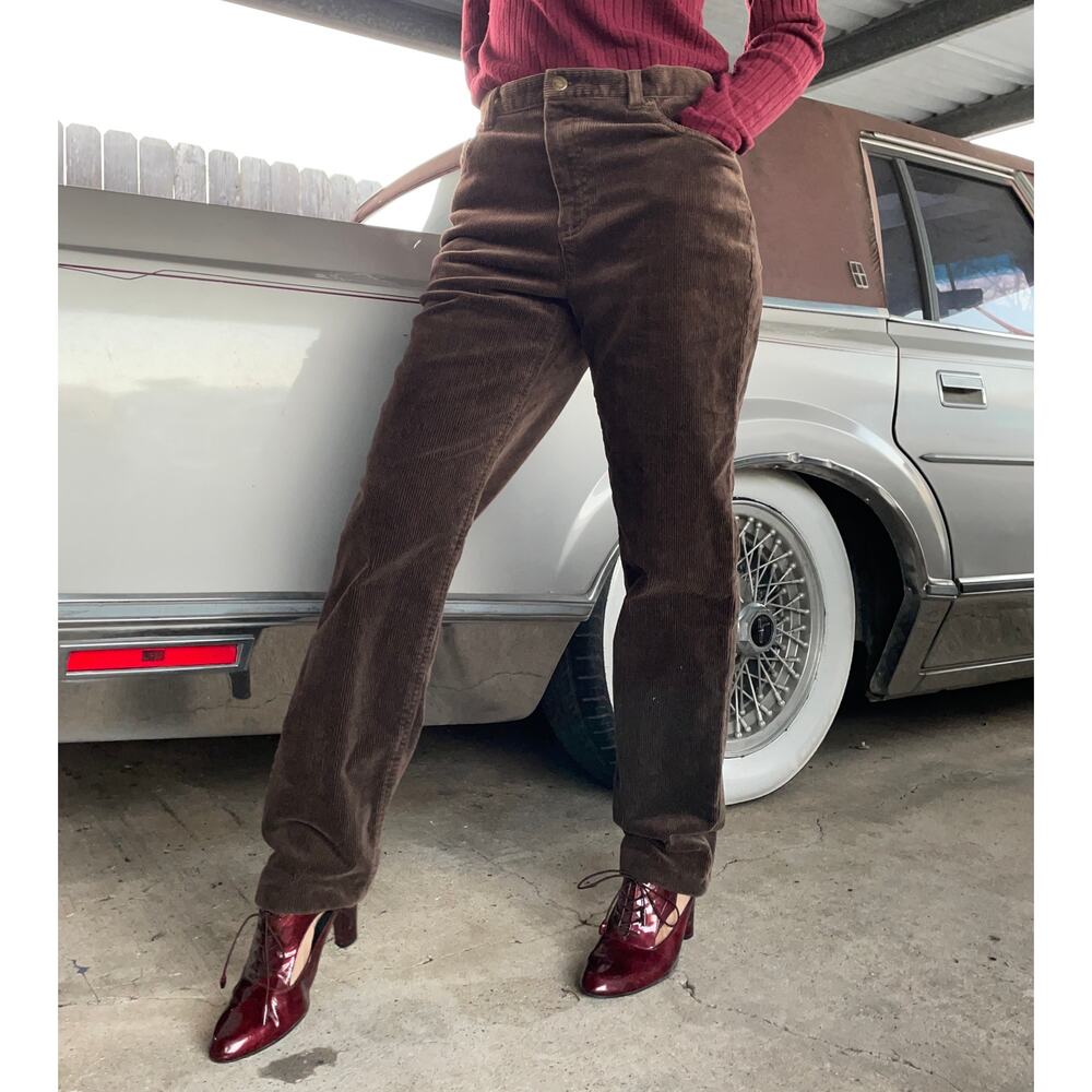 🔥Vintage Jones New York Stretch Brown Corduroy High Waist Tapered Leg Mom Pants